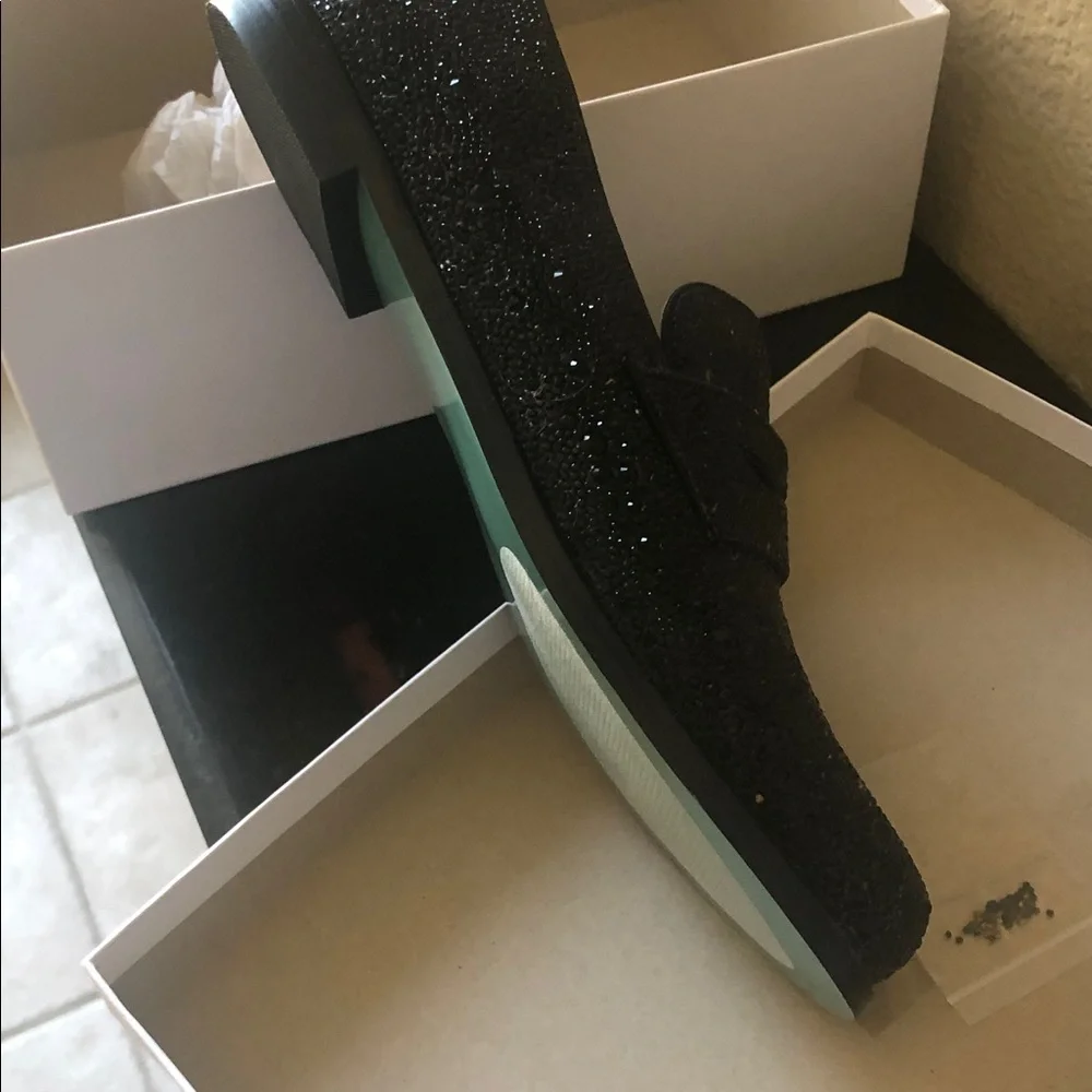 Betsey Johnson New Black Crystal Fully Embellished Loafers with Rounded Toe NWOT - Picture 6 of 8